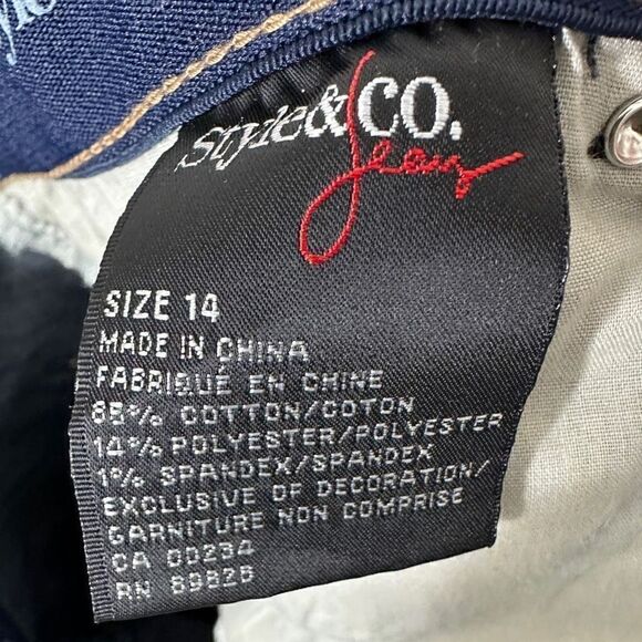 Style & Co Jeans Pencil Skirt with button closure women's size 14 Blue denim - Picture 5 of 6